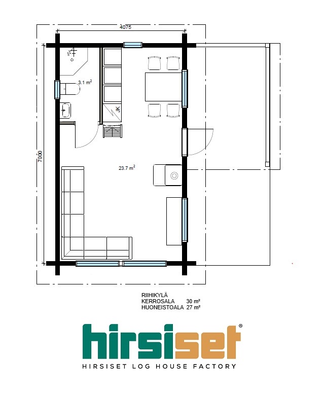 Floor plan of Hirsiset River Oulu Collection Log houses Riihikylä