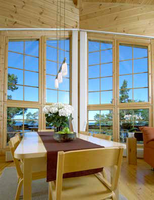 Big windows give light in Own Time Collection Log houses Säde